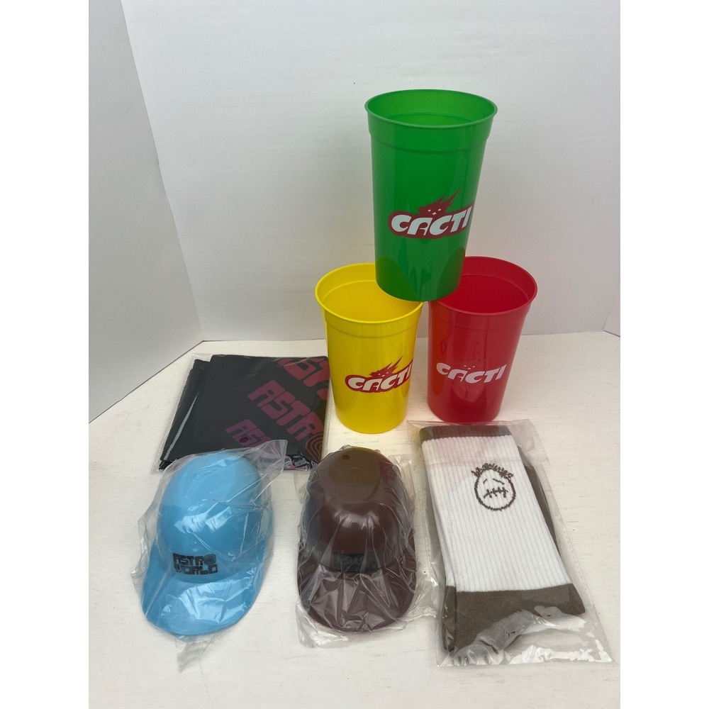 Travis Scott CACTI Merch Lot: Cups, Socks, Bandana, Hats. Cactus Astroworld